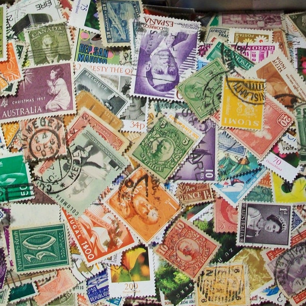 300 World Wide International Postage Stamps, Off Paper