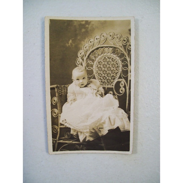 Antique Photo, Late 1800's to Early 1900's B&W Baby Photo Card, C. Dilloway Studio Anderson, IN