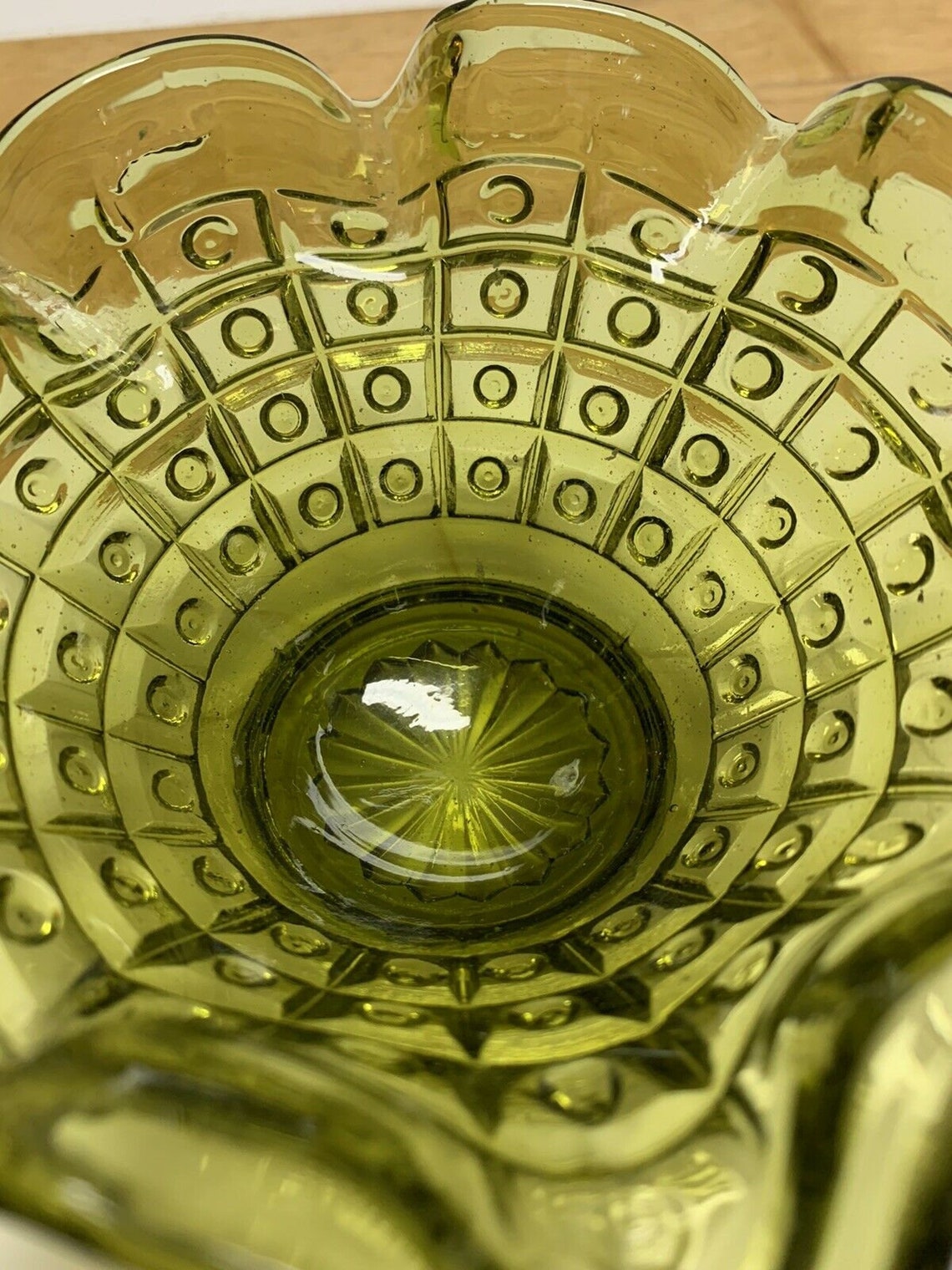 Vintage Fenton Olive Green Glass Basket with Applied Handle Etsy