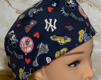 NY Yankees/Mickey Mouse scrub cap, unisex one size fits most, reversible
