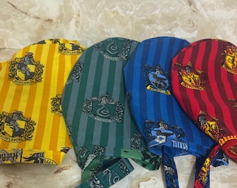 Harry Potter Houses  scrub cap, unisex one size fits most, reversible sold seperately