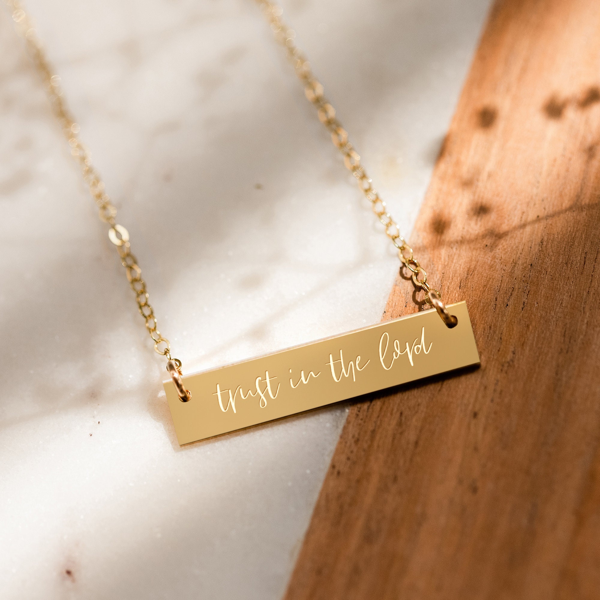 Trust in the Lord Gold Filled Bar Necklace, Bible Verse, Scripture, Christian Gift, Inspirational, Christmas Gift, Motivational, Religious