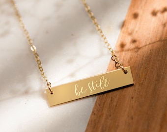 Be Still Gold Filled Bar Necklace, Bible Verse, Scripture, Christian Gift, Inspirational, Christmas Gift, For Her, Motivational, Religious