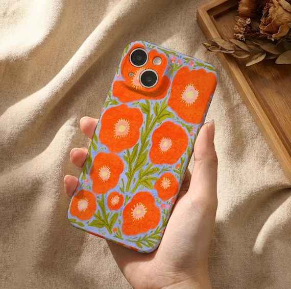 Boho Chic Floral Painting Film Style Glossy Soft iPhone Case, Slim Fit Cover for iPhone 17e 16e 17 16 15 14 13 12 11 Pro Max, Plus, Mini
