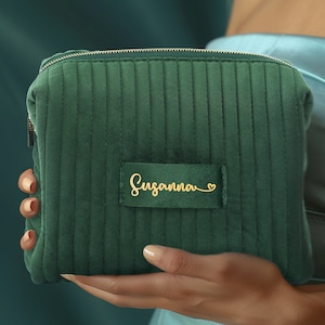 Benutzerdefinierte Samt Kosmetiktasche, personalisierte Reise-Make-up-Tasche, Name Make-up-Tasche, Bachelorette Geschenk, Hochzeitsgeschenk, Muttertagsgeschenk, individuelles Geschenk