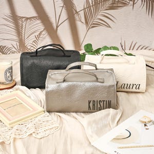 Reisekulturtasche für Frauen, hängender Make-up-Organizer mit abnehmbaren durchsichtigen Beuteln, individuelles Brautjungferngeschenk für die Hochzeit