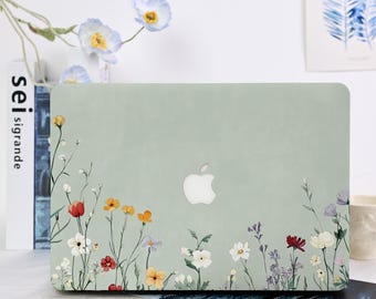 Funda sencilla con estampado floral para MacBook Air 15/13/11, MacBook Pro 13/14/15/16 (modelos 2024 y 2025), MacBook Retina 15, Retina 13, M1, M2 y M3.