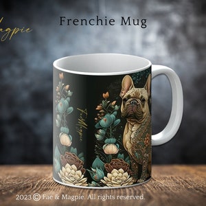 French Bulldog Mug, frenchie dog cup, dog lover gift, dog mug, art deco style, cottagecore decor, french bulldog gift, dog home decor