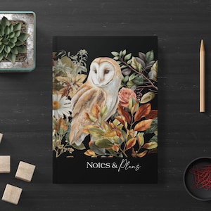 Barn Owl Dark Academia Hardback Journal, presente de coruja, livro de estética Dark, papelaria Moody, caderno de coruja, presente de amante de papelaria, Witchcore