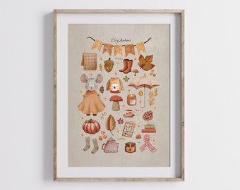 Impression de chambre d'enfant de souris d'automne | Décoration d'automne confortable (téléchargement numérique)