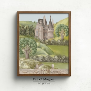 Fairytale Castle Print, Fairy Story Art, Cottagecore, Magical Fairytale Print, Fairytale Illustration, Cinderella Castle , Princess Wall Art