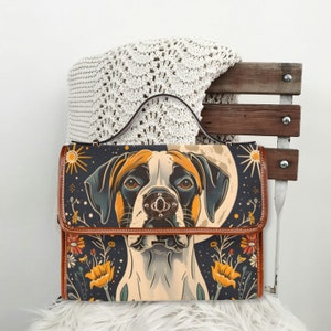 Bolso de mano tipo cartera con diseño de perro bóxer, bolso de hombro de piel vegana para perro mastín, bonito regalo para perro bóxer, bolso estilo cottagecore para perro, bolso para amantes de los perros