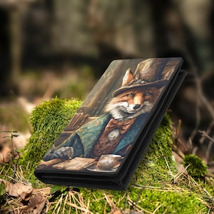 Monedero vintage marrón de Gentleman Fox, monedero cottagecore, monedero de mediados de siglo, monedero de otoño de Mr Fox, monedero de zorro con ropa, regalo de zorro