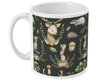 Forest Friends Mug, Deer Mug, Autumn Art, Fall Mug, Woodland Animals, Forest Animals, Cottagecore, Dark Academia, Dark Aesthetic, Mouse Mug