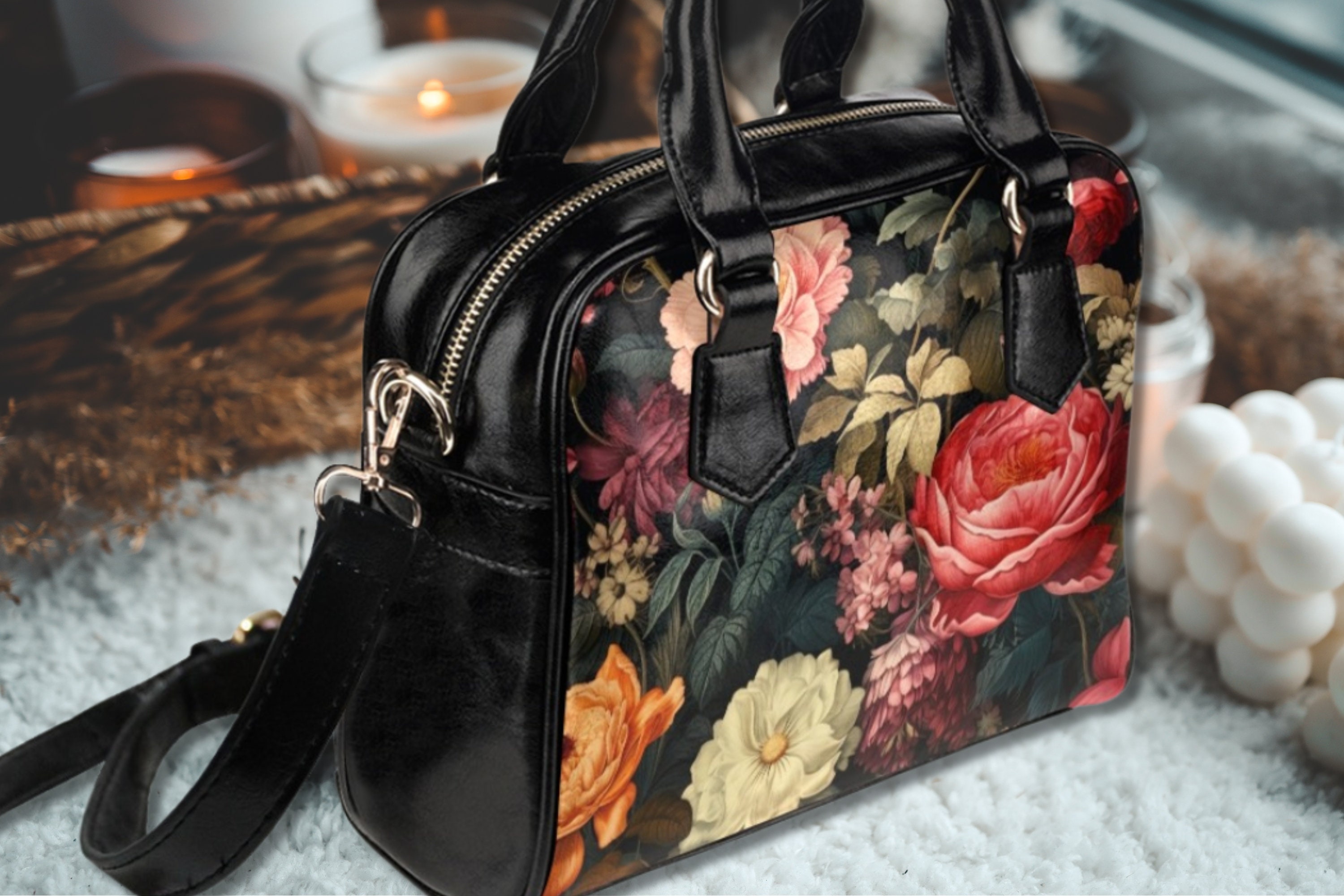 Vintage Floral Vegan Leather Handbag, Cottagecore Boho Bag - Etsy