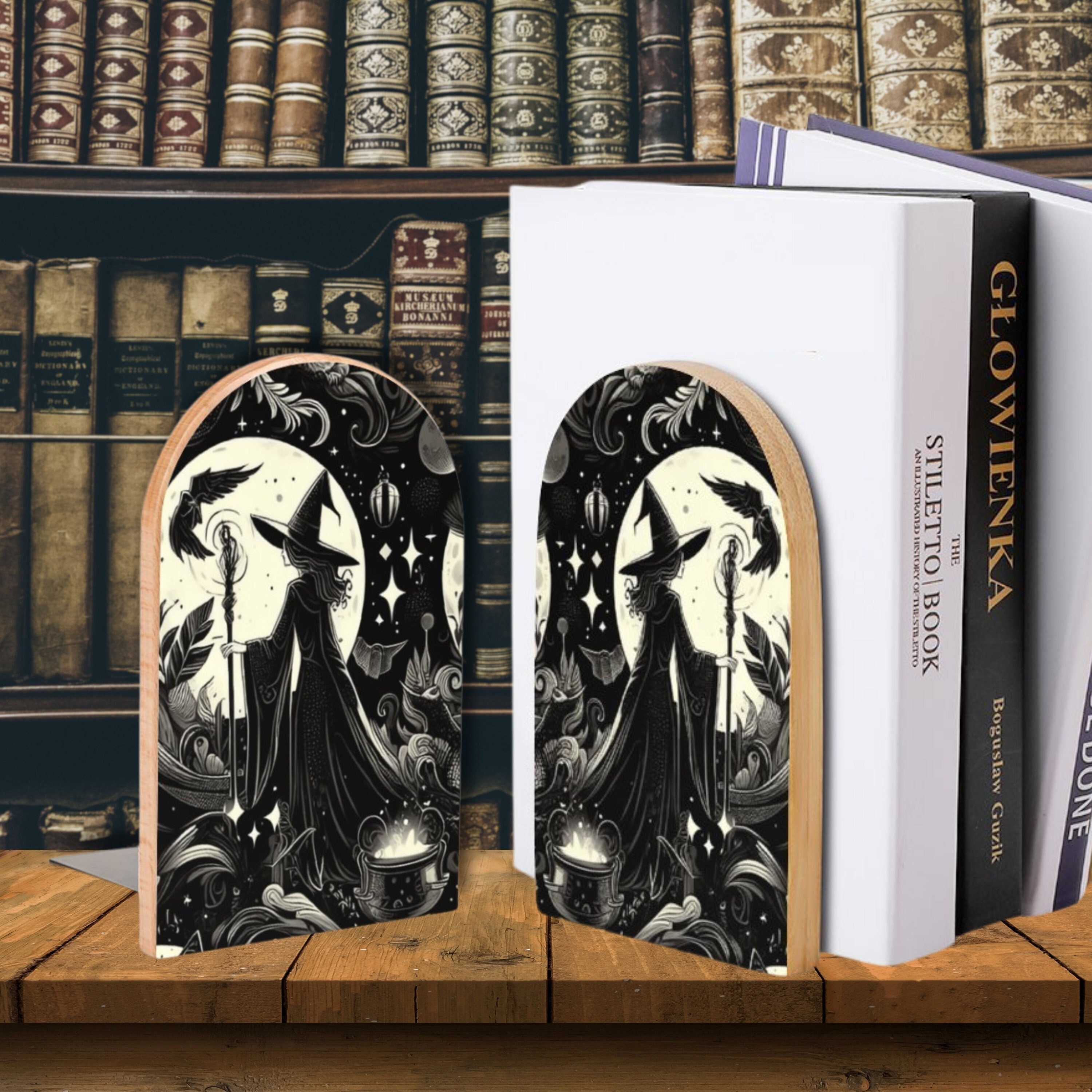 Witches Dark Academia Bookends, Witchy Bookends, Decorative Book