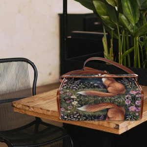 Moon Gaze Fox Purse, dark cottagecore fox, retro satchel handbag, forest fox bag, cute fox bag, vegan leather shoulder bag, fox lover gift, fae and magpie