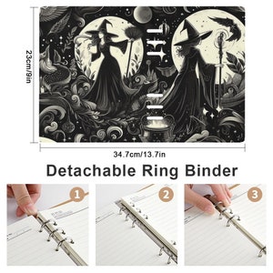 Witches Gothic Planner Cover & Insert Pages, ring binder notebook A5, planner organiser A5, handbag diary, witchy planner stationary gift, fae and magpie