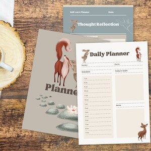 Woodland fox and rabbit planner sheets, autumn organiser by Fae and Magpie