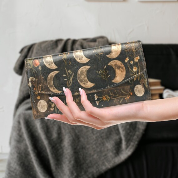 Moon Phase Witchy Gothic Wallet Purse Dark Cottagecore Lunar Moon Purse Witchy Boho Purse Gift Halloween Wallet Dark Academia Wallet Etsy