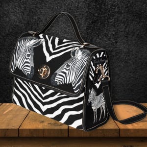 Bolso tipo cartera con estampado de cebra, bolso con asa superior y correa para el hombro, bolso hippie bohemio, bolso de mano con estampado de cebra en blanco y negro, cartera con estampado animal