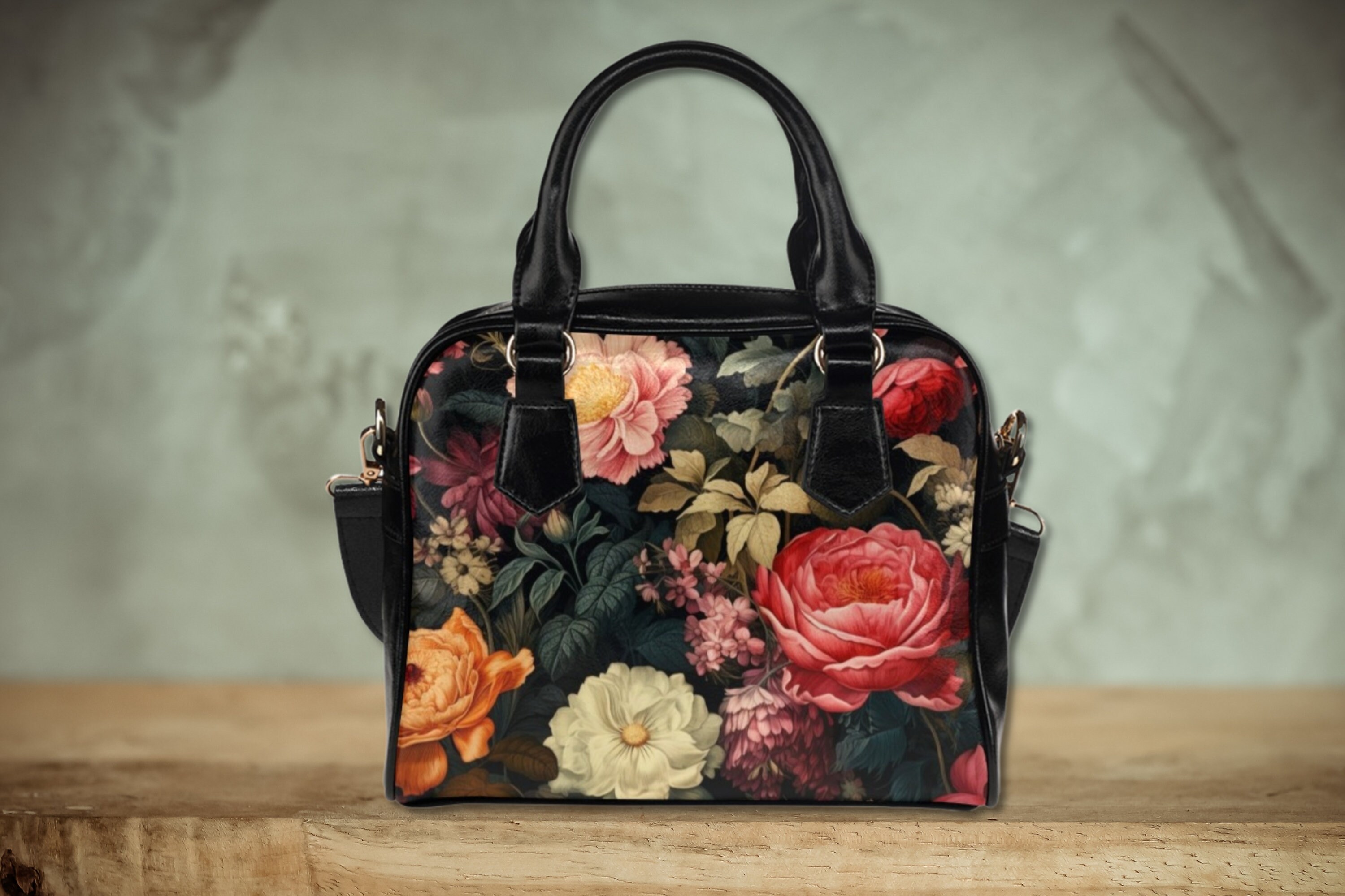 Vintage Floral Vegan Leather Handbag, Cottagecore Boho Bag - Etsy