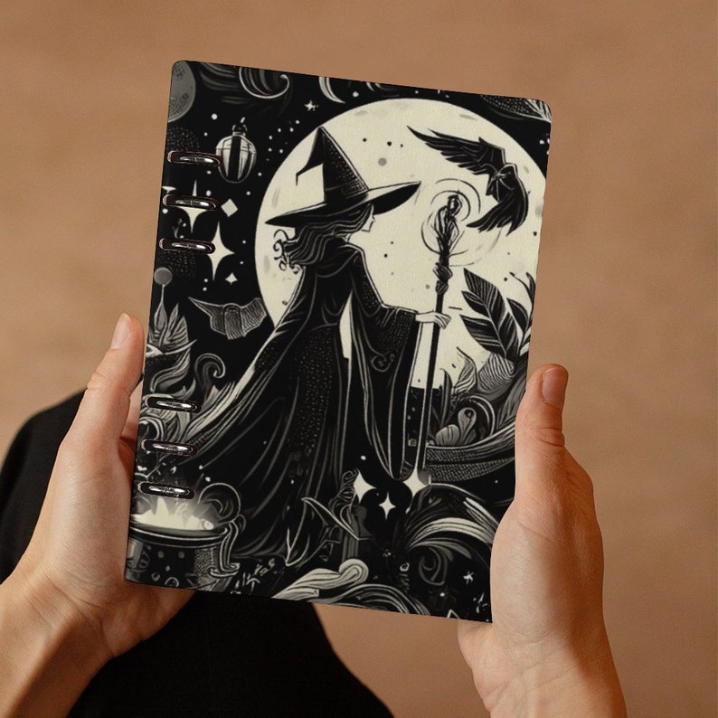 Witches Gothic Planner Cover & Insert Pages, ring binder notebook A5, planner organiser A5, handbag diary, witchy planner stationary gift, fae and magpie