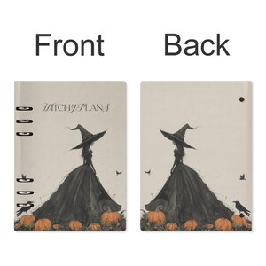 Witchy Gothic Planner Cover & Insert Pages, ring binder notebook A5, planner organiser A5, handbag diary, witchy planner stationary gift, fae and magpie