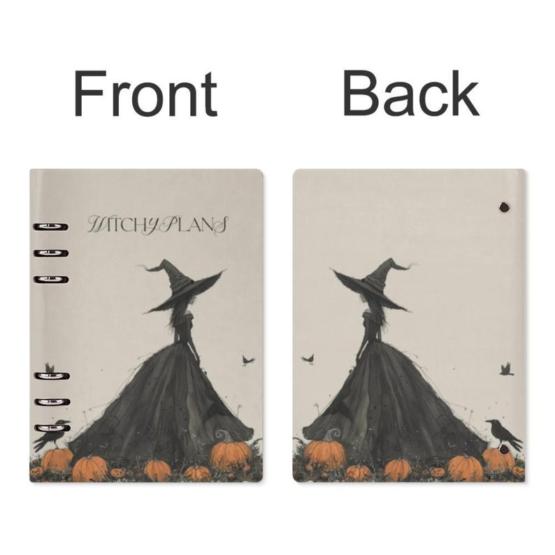 Witchy Gothic Planner Cover & Insert Pages, ring binder notebook A5, planner organiser A5, handbag diary, witchy planner stationary gift, fae and magpie