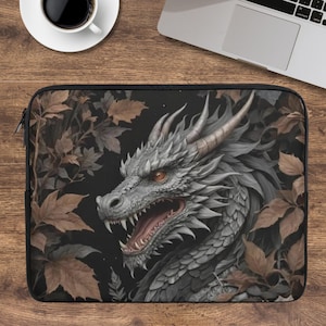 Dark Dragon Laptoptasche, chinesische Drachenlaptophülle, schwarze IPad Tablet-Hülle, mystische Fantasy-Drachen-Laptoptasche, Geschenk für Drachenliebhaber