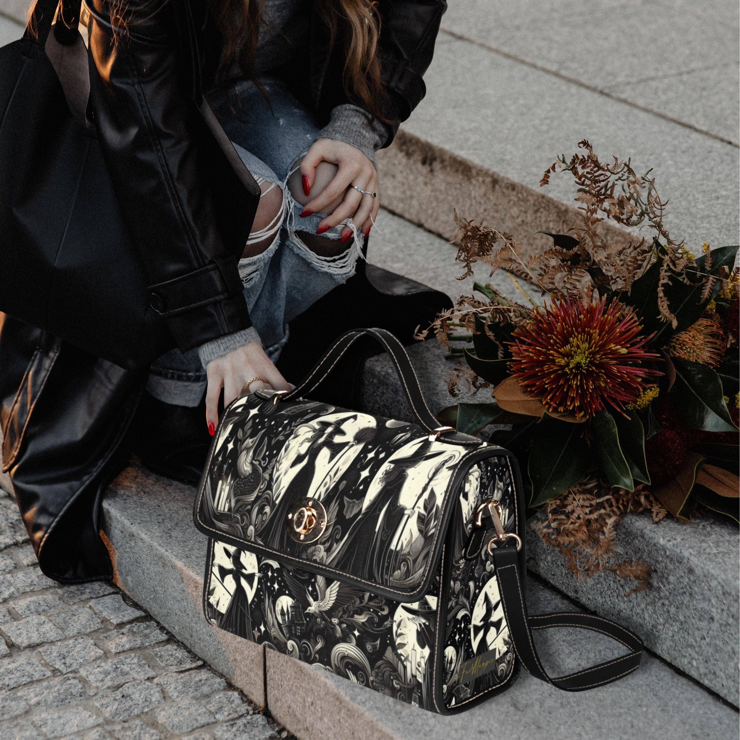 Witches Gothic Dark Academia Satchel Handbag, Witchy Bag, Goth Bag