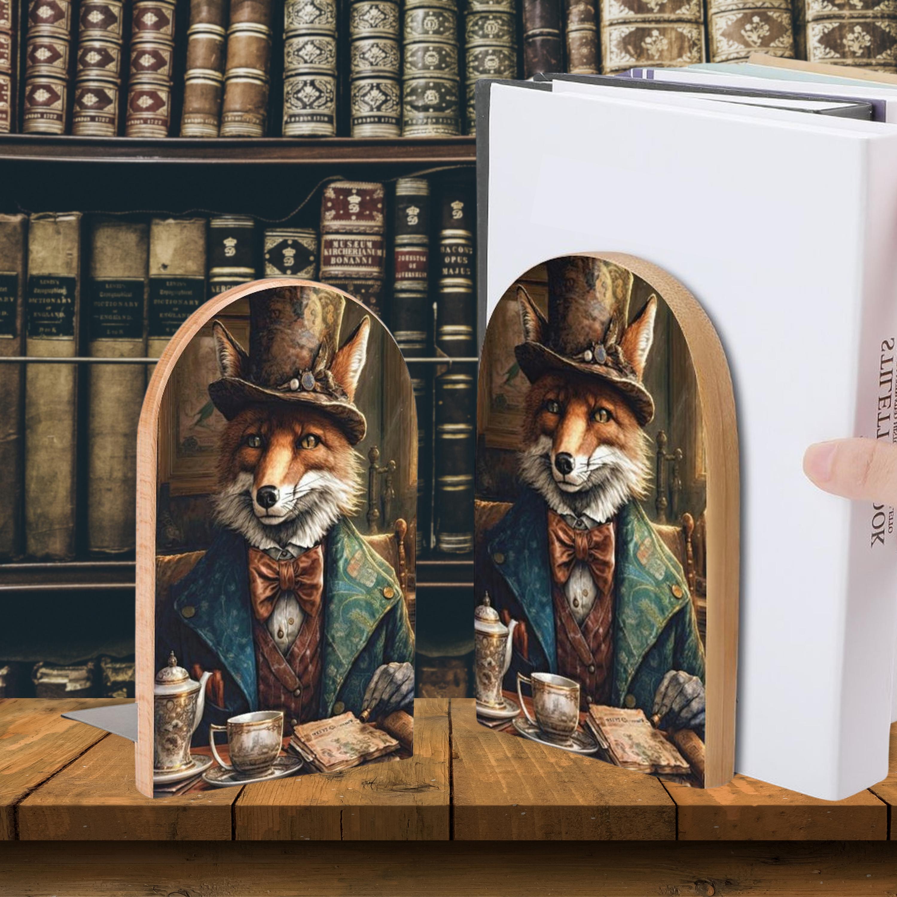 ストックブッククロモスNo.1 Gentleman Fox Bookends, Victorian Style Wooden Book Stand - Etsy