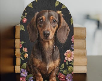 Sujetalibros de perro salchicha: soporte de madera para libros, regalo para lectores, perro salchicha, regalo para perros salchicha