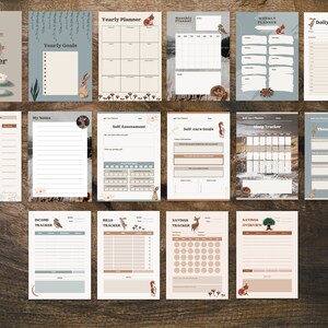 Woodland fox and rabbit planner sheets, autumn organiser by Fae and Magpie