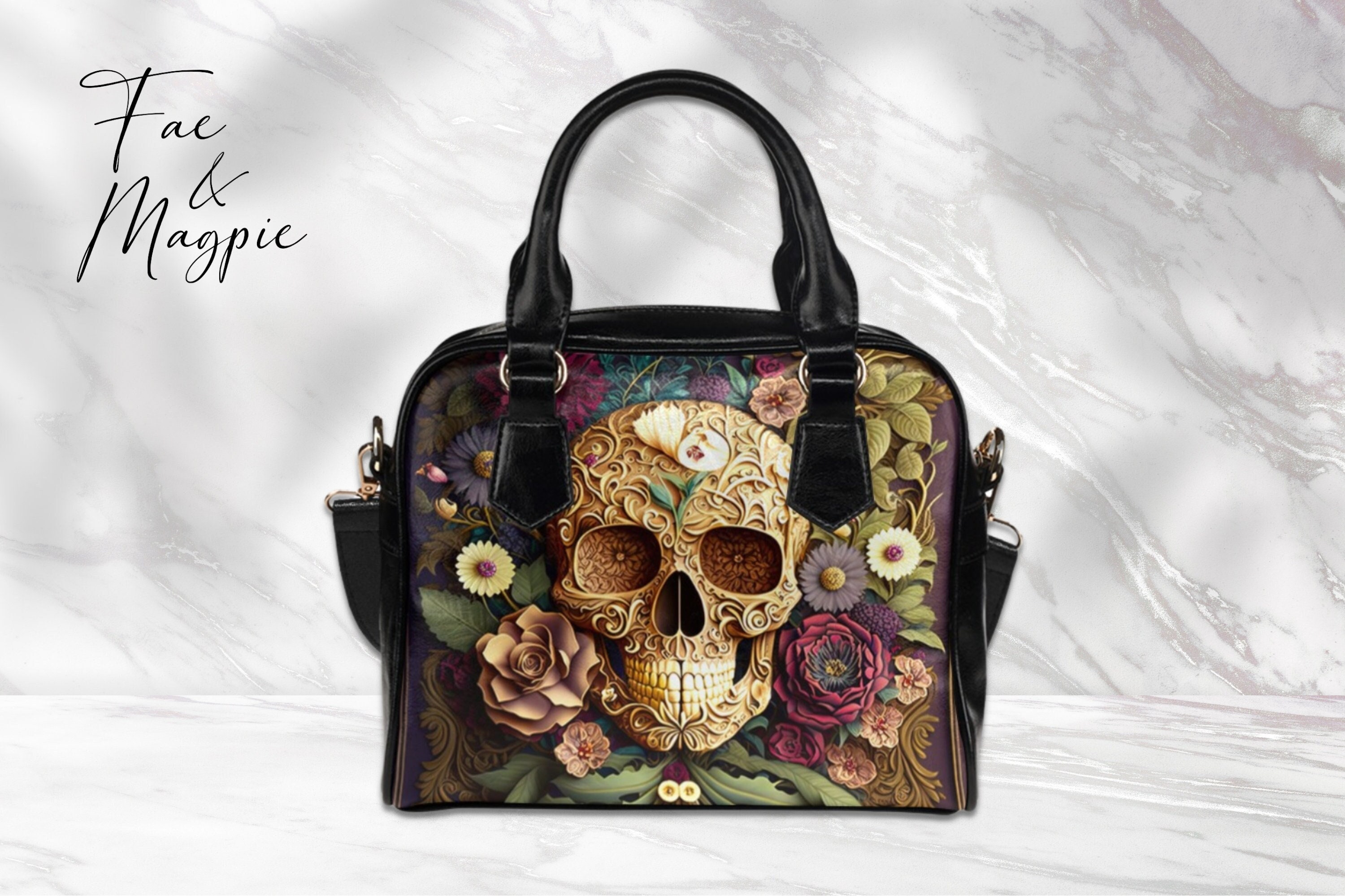 Baroque Skull Bowler Handbag, Gothic Shoulder Bag - Etsy