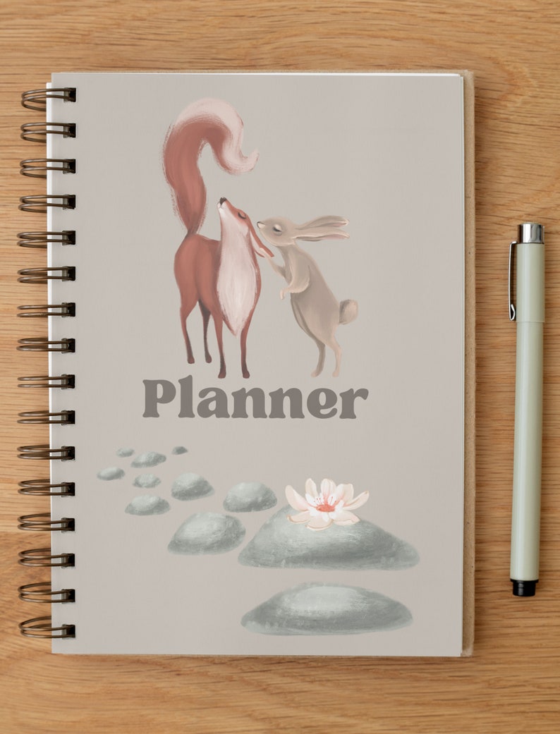 Woodland fox and rabbit planner sheets, autumn organiser by Fae and Magpie