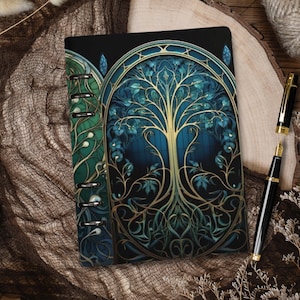 Planejador Árvore da Vida, capa e páginas de encarte, vitral, organizador de fichário, caderno A5, planejador, bolsa, diário, planejador de bruxa, presente