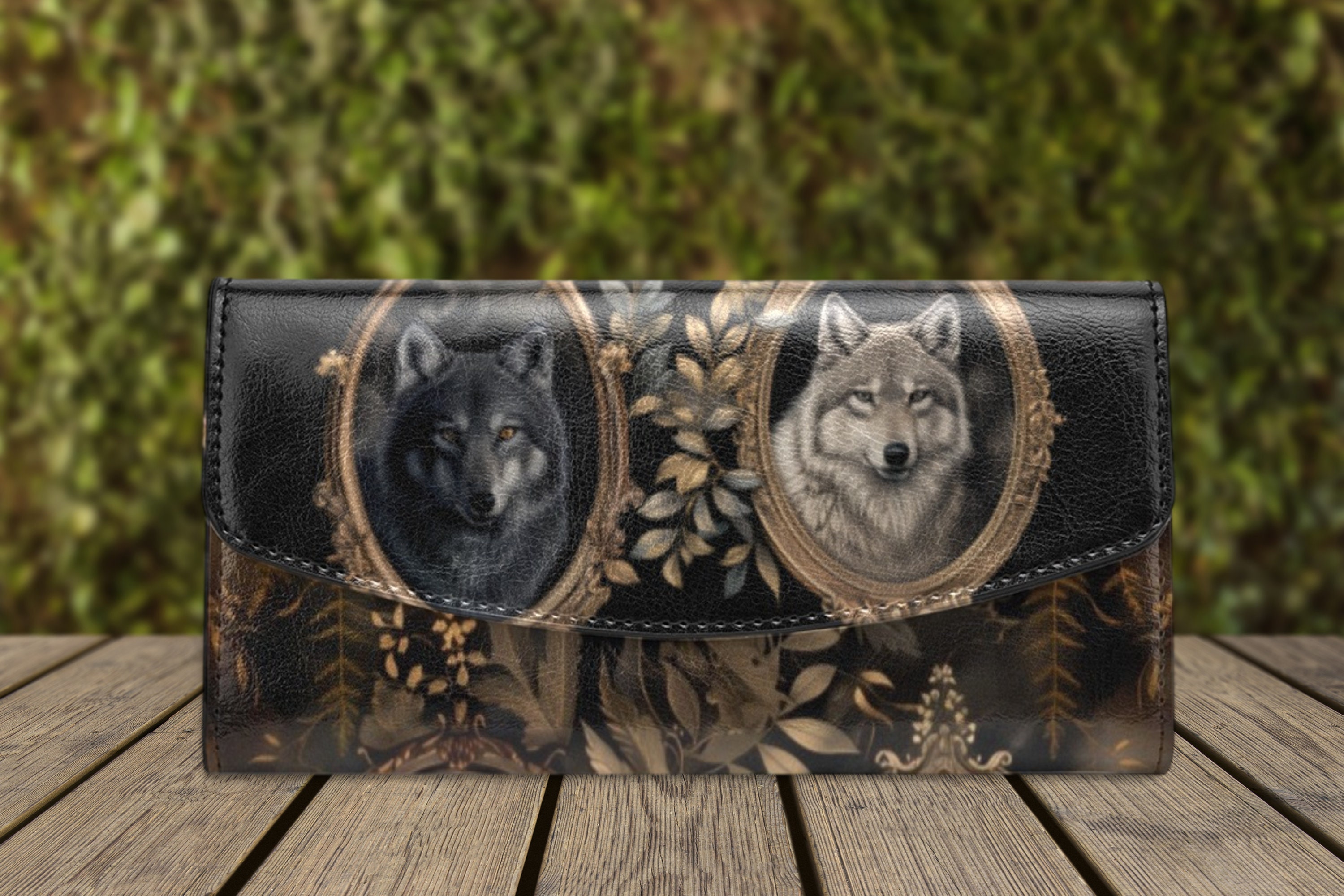 Vintage Wolf Wallet, Victorian Purse, Gothic Werewolf Flap Vintage Wolf Wallet, Victorian Purse, Gothic Werewolf Flap