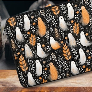 Ghosts Halloween Laptop Sleeve, laptop case IPad tablet cover, travel case, spooky laptop padded bag, dark academia gift, cute ghosts case
