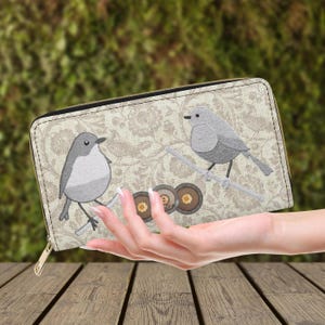 Cartera de pájaros y botones