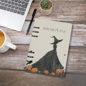 Witchy Gothic Planner Cover & Insert Pages, ring binder notebook A5, planner organiser A5, handbag diary, witchy planner stationary gift, fae and magpie