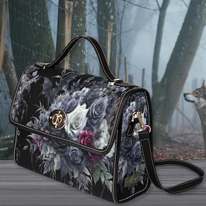 Vampire Rose Purse Satchel Bag, sac à poignée en noyau cottage foncé avec bandoulière, sac universitaire gothique sombre, sac witchy, witchcore
