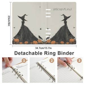 Witchy Gothic Planner Cover & Insert Pages, ring binder notebook A5, planner organiser A5, handbag diary, witchy planner stationary gift, fae and magpie