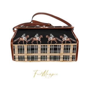 Equestrian Horses Black Handbag, Horse Riding Bag, Horse Gift, Cottagecore Satchel Bag, Horse Pattern Handbag, Show Jumping Bag, Fae & Magpie