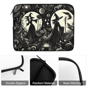 Witches Laptop Sleeve, dark academia laptop case IPad tablet cover, travel case, witchy gift laptop padded bag, witchcore case, witchy moon, fae and magpie