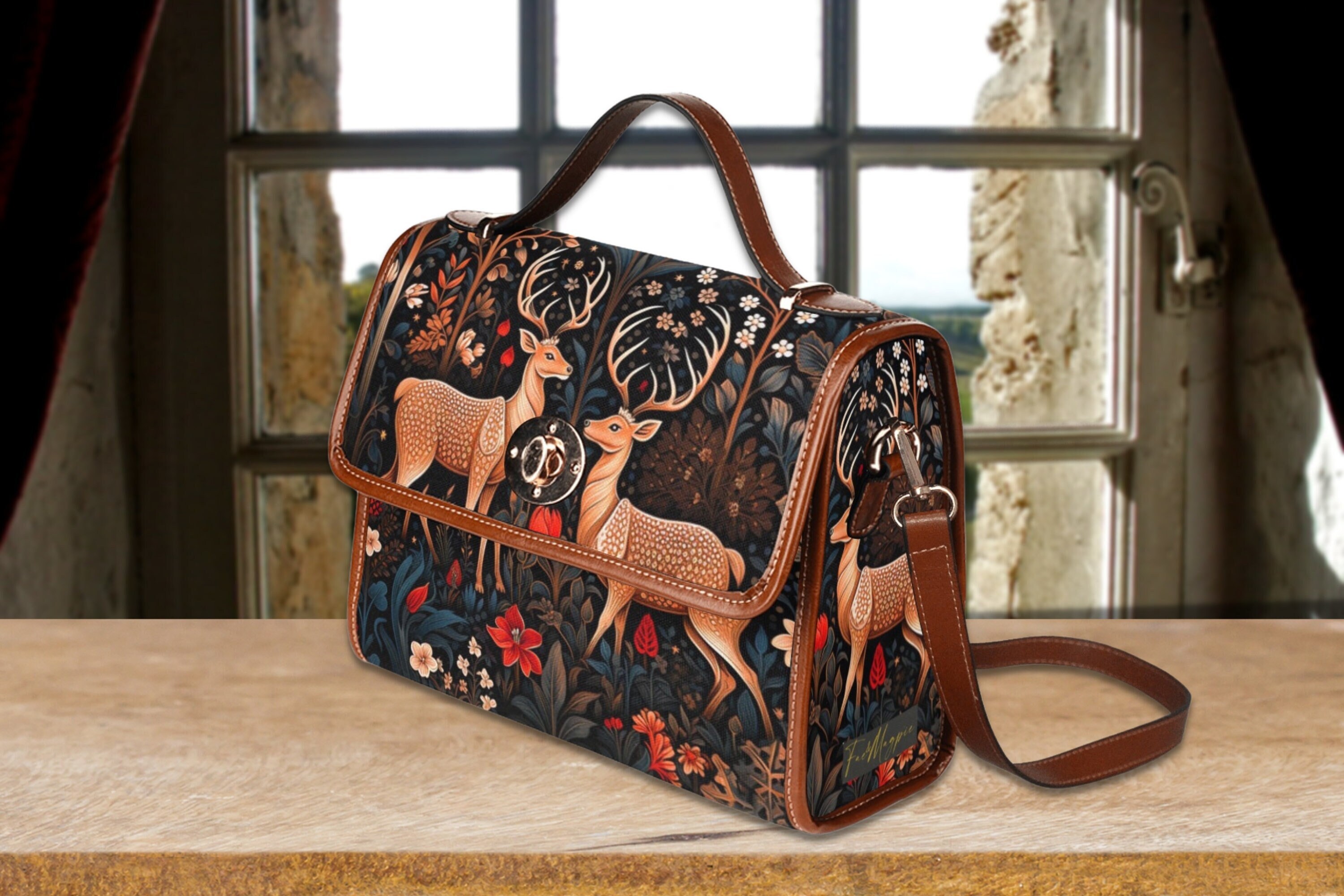 Forest Stag Fairytale Satchel Handbag Purse, Dark Cottagecore Bag ...