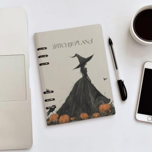 Witchy Gothic Planner Cover & Insert Pages, ring binder notebook A5, planner organiser A5, handbag diary, witchy planner stationary gift, fae and magpie
