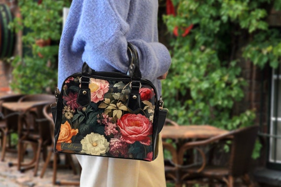 Vintage Botanical Floral Cottagecore Handbag, Boho Hippies