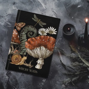 Witchy Dark Academia Journal, dark cottagecore notebook, witchcore stationary gift, mushroom gift, forestcore woodland, goblincore gift