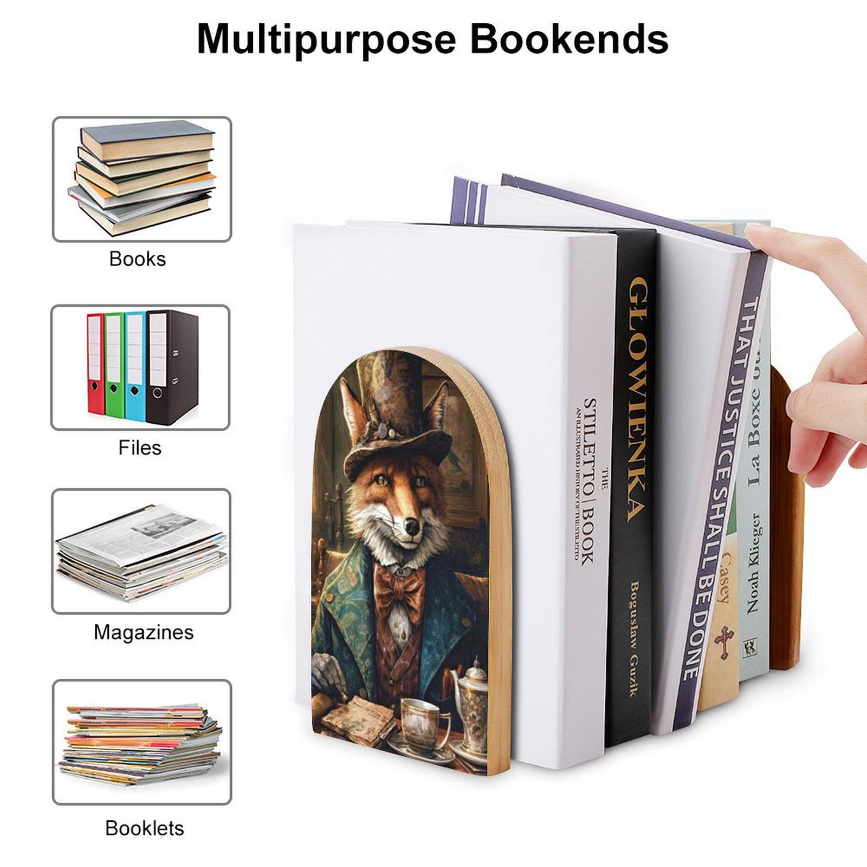 Gentleman Fox Bookends, Victorian Style Wooden Book Stand - Etsy